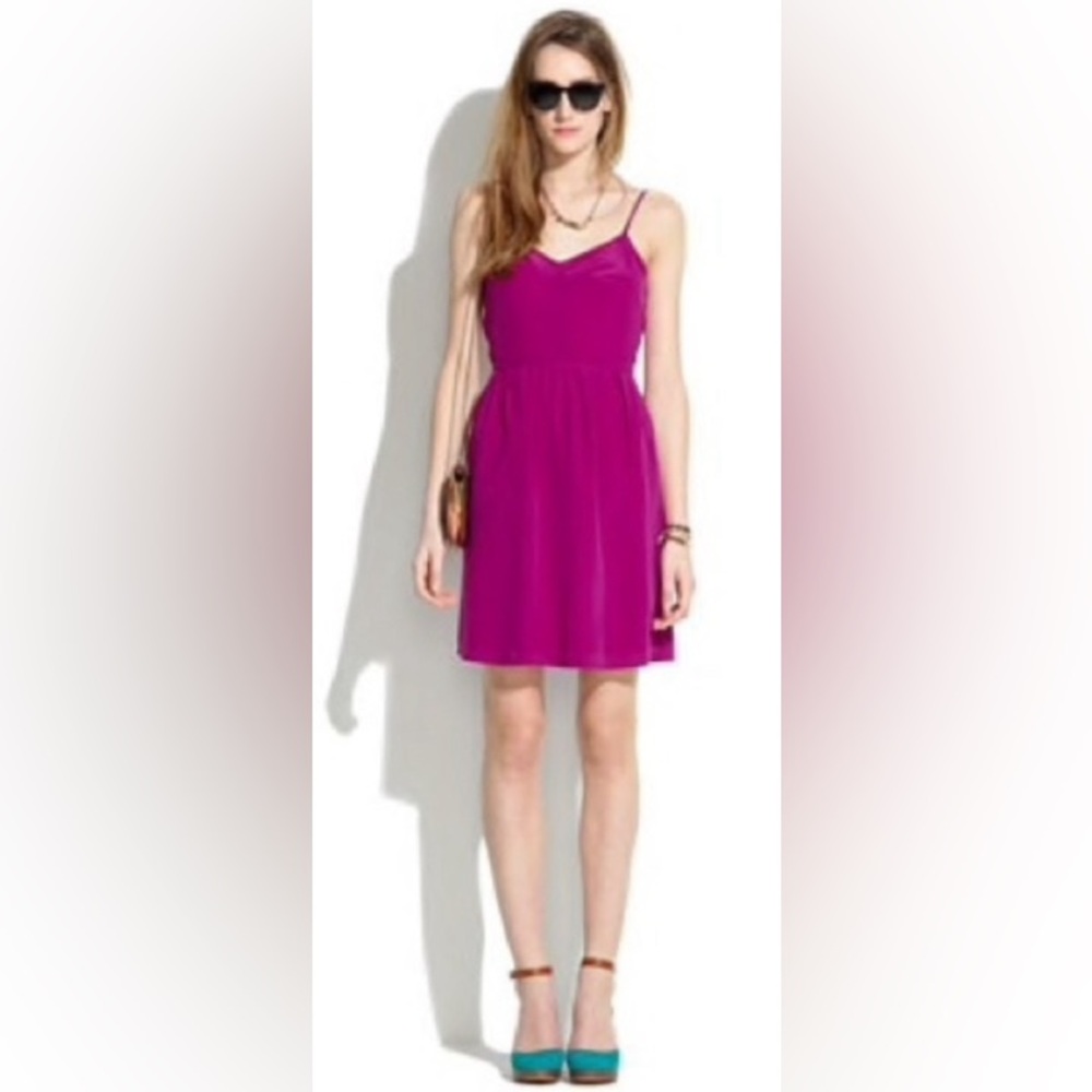 🎁Like New Madewell Pink Magenta Camisole 100% Silk Midi Dress #87289- Size 2 S